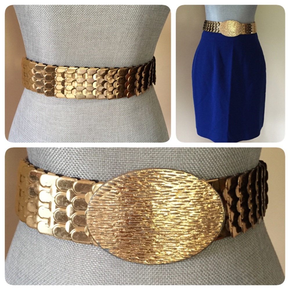 Vintage stretchy Gold Metal belt